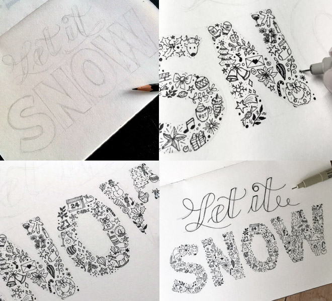 Lettering-aus-Christmas-Icons