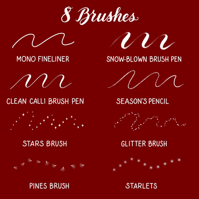 Holiday Stamp & Brush Set - 8 Brushes